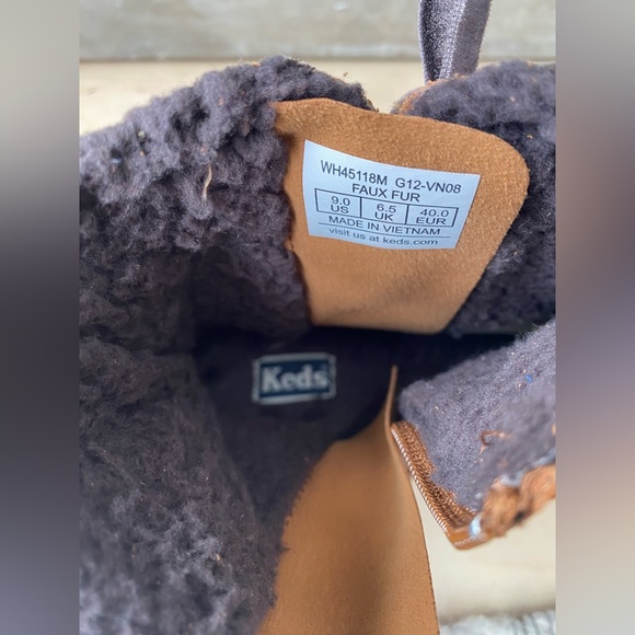 Keds Brown Suede High Top Velvet Tie Zip Up Boots - Picture 10 of 10